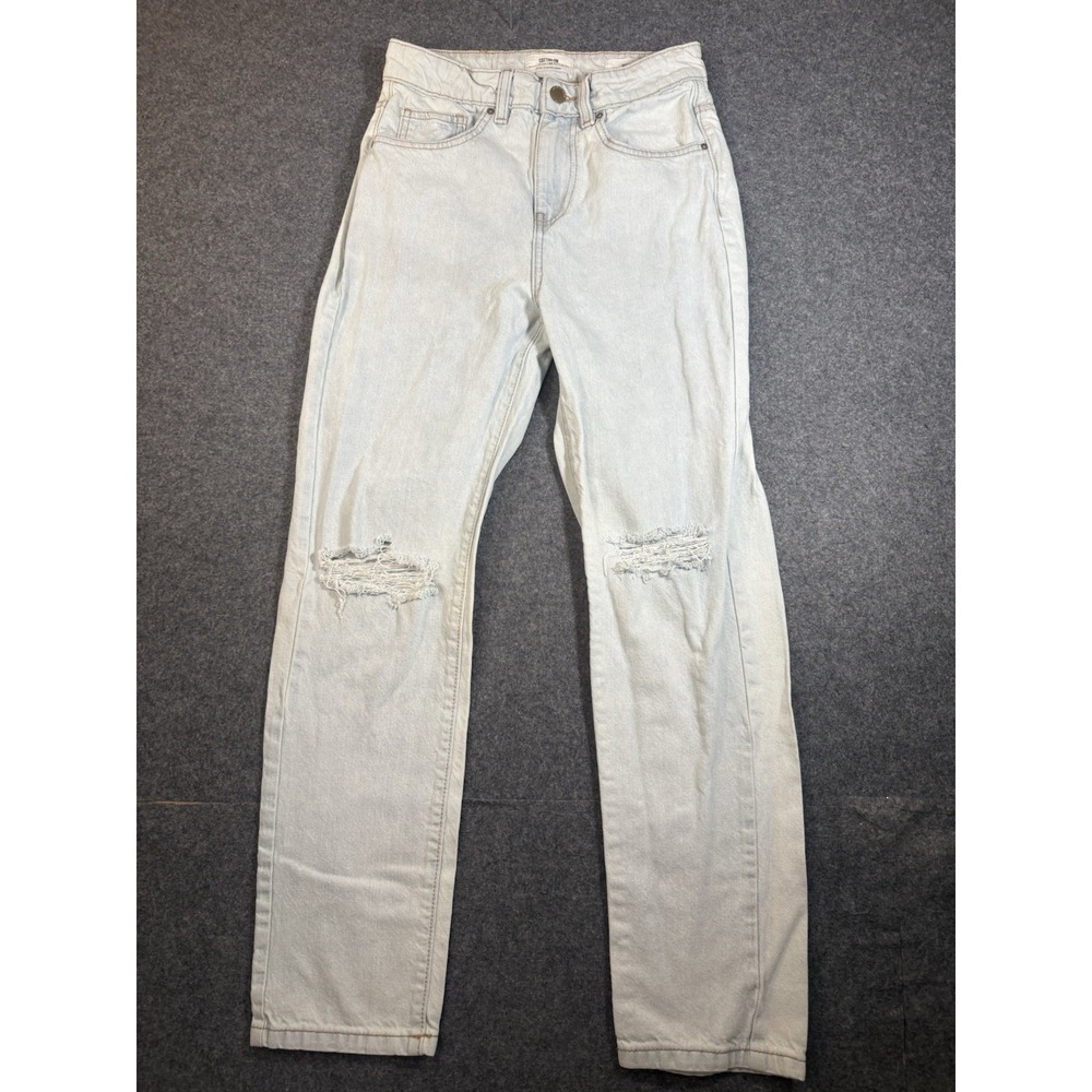 Cotton On‎ Stretch Mom Light Blue Straight-Leg Distressed Size 4 Jeans